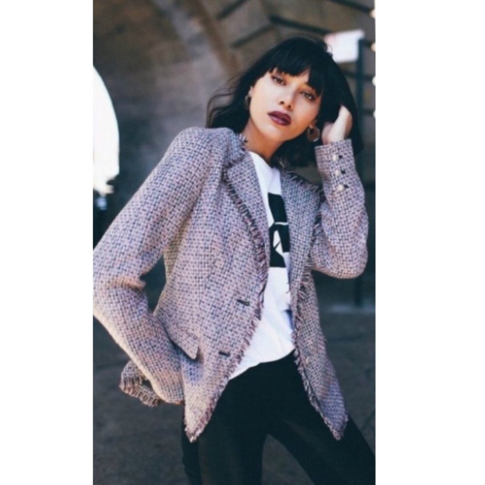 NWT Karl Lagerfeld Paris Tweed Blazer Jacket - 2 - Picture 1 of 13